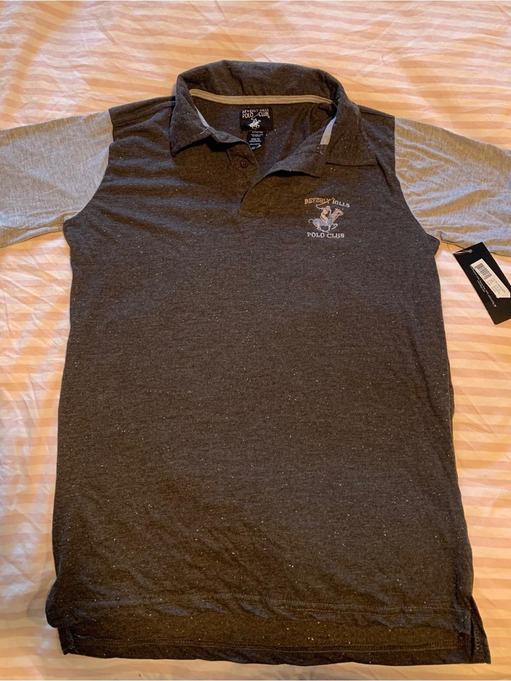 Beverly Hills Polo Club Boy’s Dark Gray Polo with Light Gray Sleeves